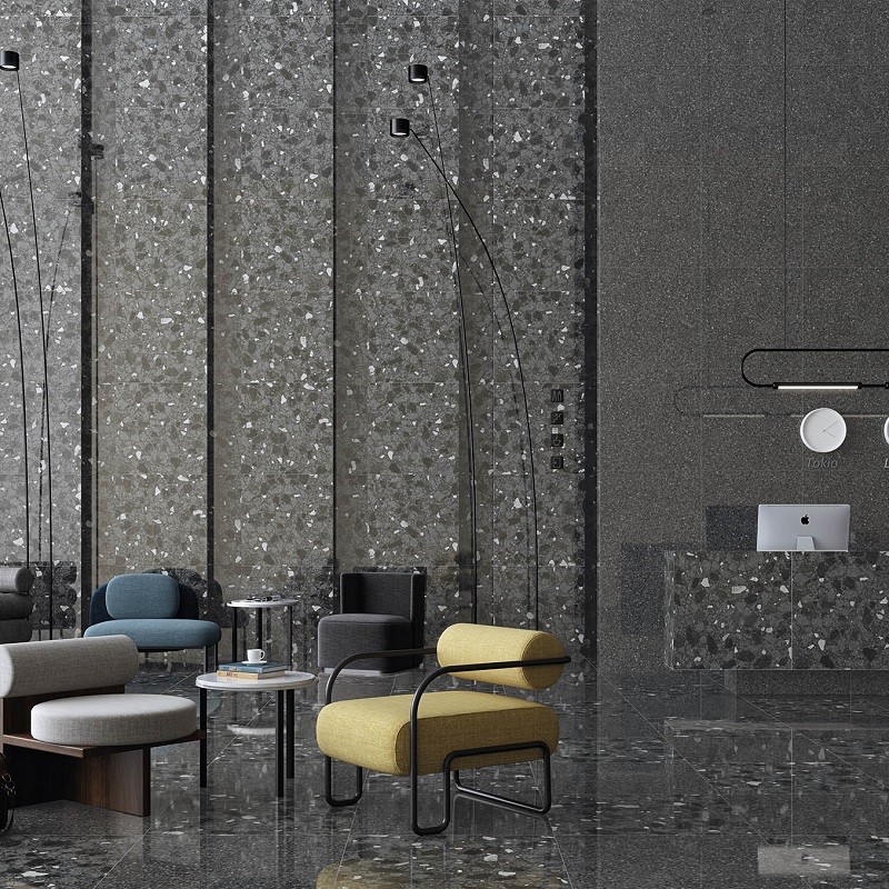 Terrazzo - carrelage imitation terrazzo 80x80 cm ROMA NEGRO