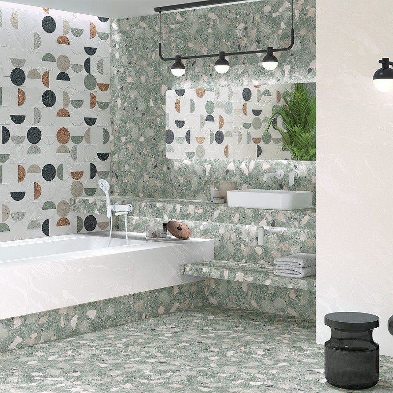 Terrazzo - carrelage effet terrazzo 80x80 cm ROMA VERDE