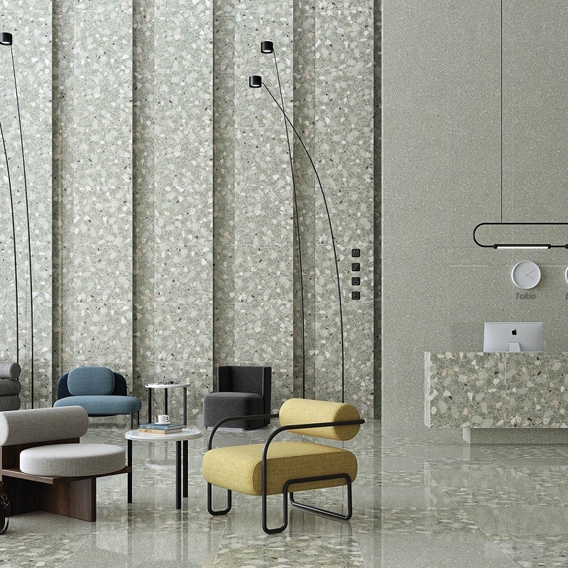 Terrazzo - carrelage effet terrazzo 80x80 cm ROMA VERDE