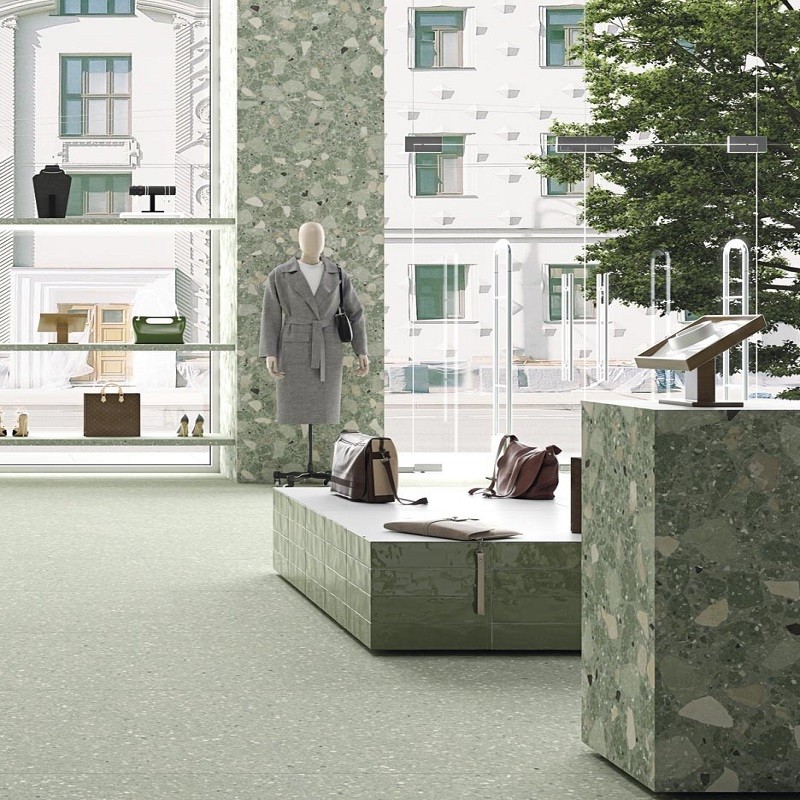 Terrazzo - carrelage effet terrazzo 80x80 cm ROMA VERDE