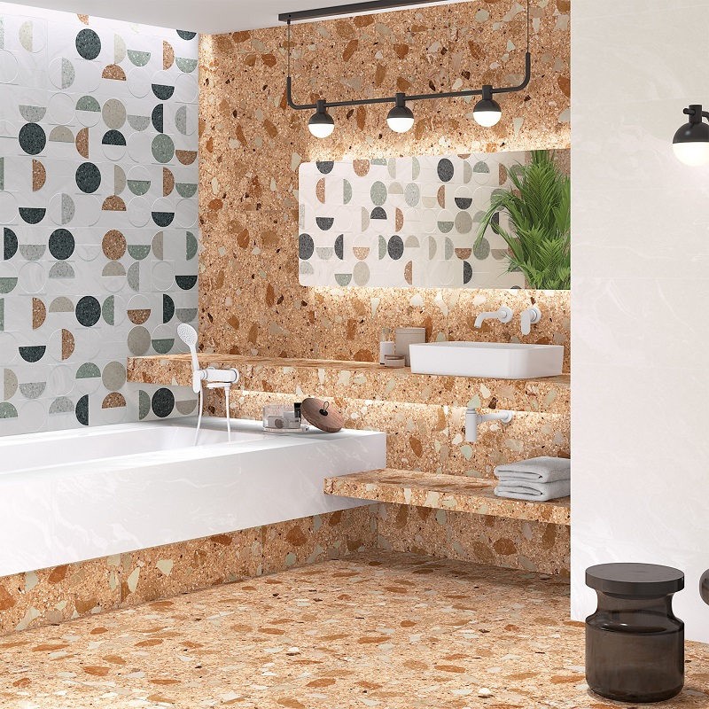 Terrazzo - carrelage imitation terrazzo 80x80 cm ROMA ROJIZO