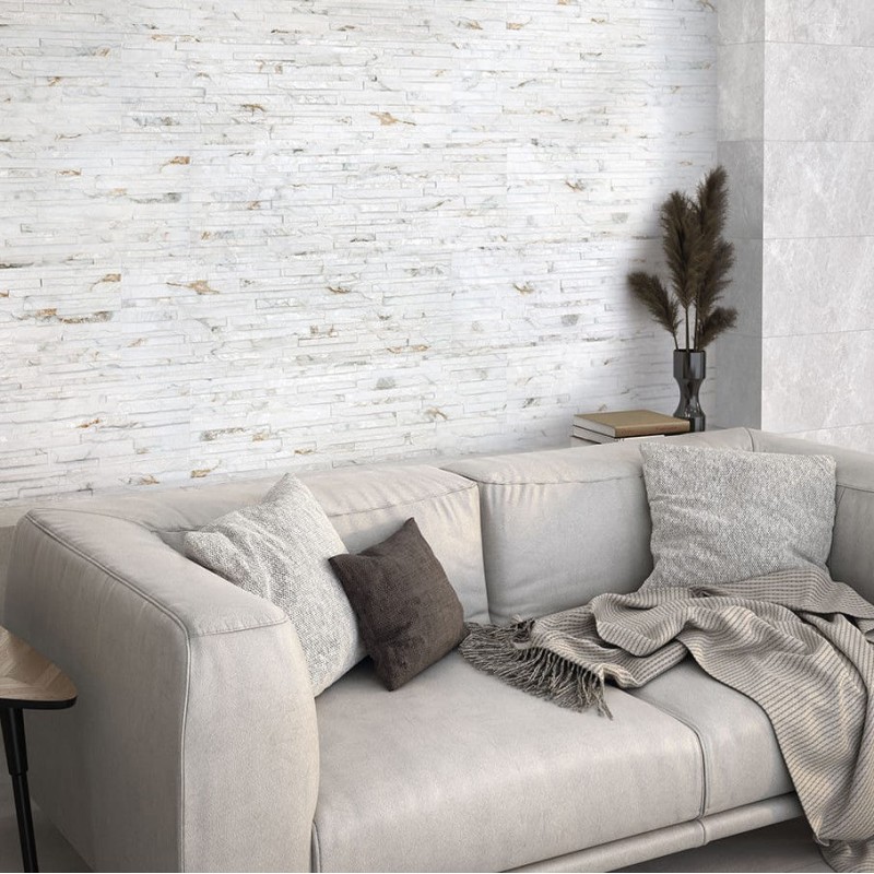 Plaquette de parement - carrelage parement THUY BLANCO 32 x 89 cm effet pierre