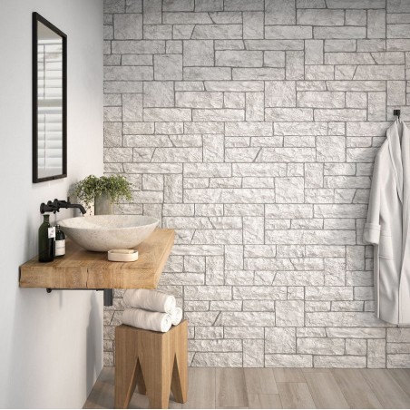 Plaquette de parement - carrelage parement MAESTRAT WHITE 32 x 89 cm effet pierre