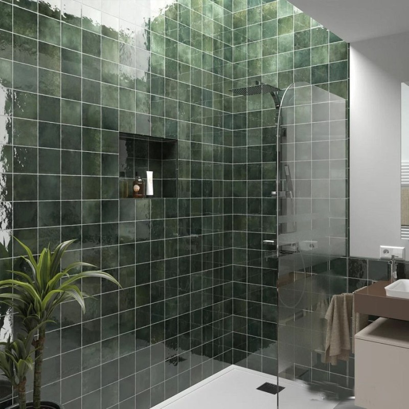 Zellige - Carrelage effet zellige 13,2x13,2cm MALEM GREEN