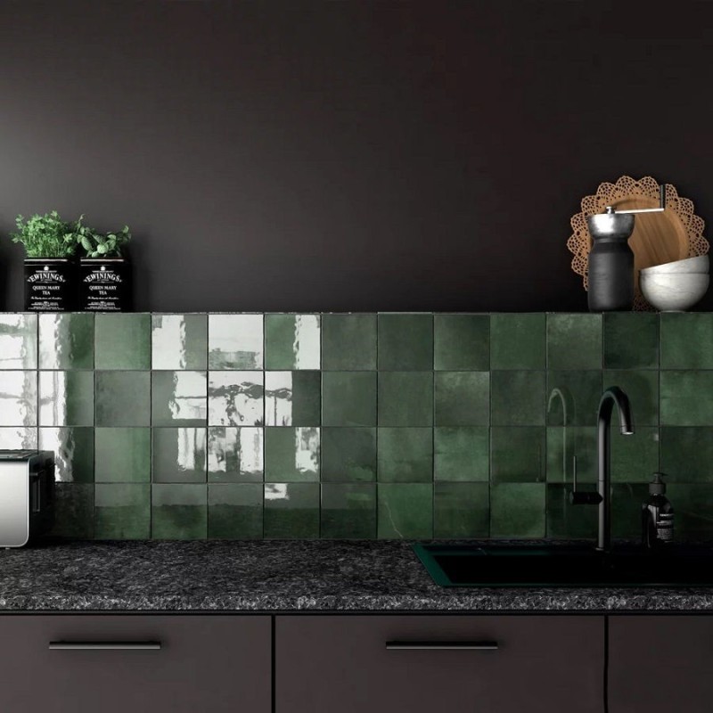 Zellige - Carrelage effet zellige 13,2x13,2cm MALEM GREEN