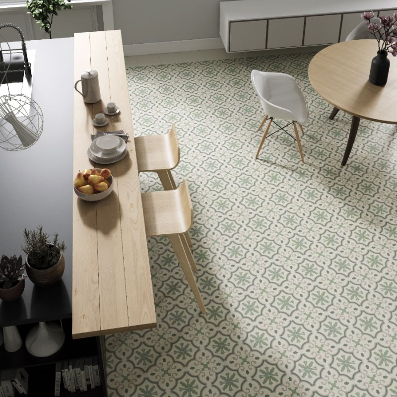 Carreaux ciment - carrelage effet carreaux ciment MONTECARLO GREEN 25x25cm