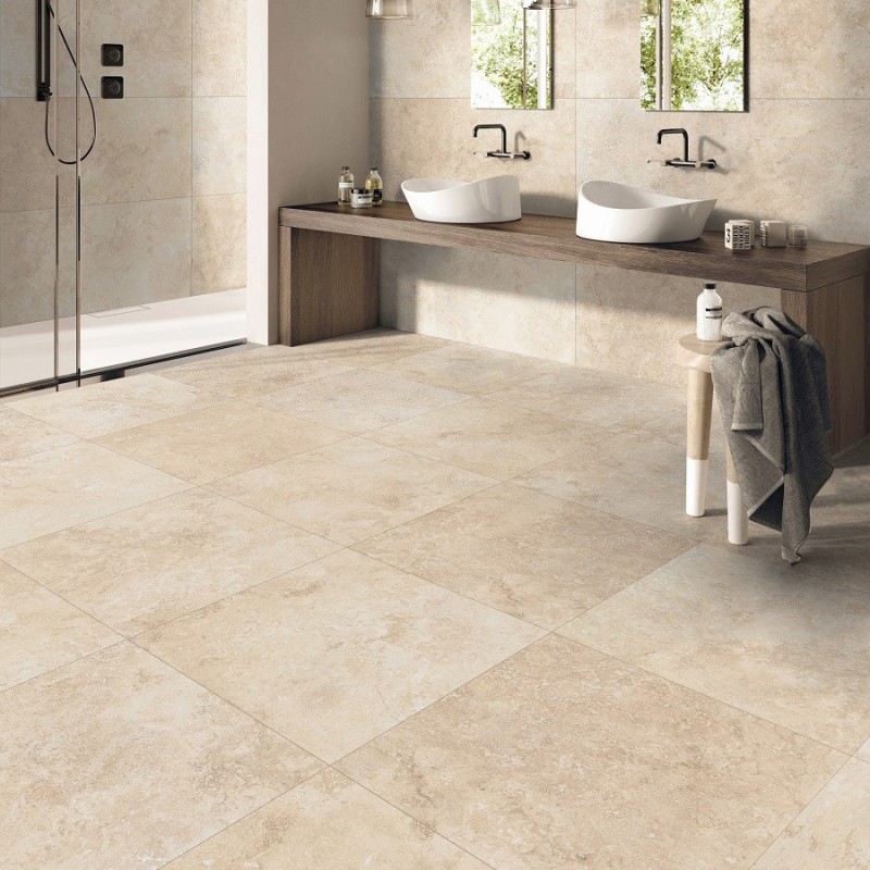 Carrelage travertin - Effet pierre - CARRELAGE TRAVERTIN LIGHT 60 cm X 60 cm rectifié