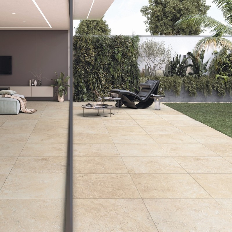 Effet pierre - CARRELAGE TRAVERTIN LIGHT 60 cm X 60 cm antidérapant R11 rectifié