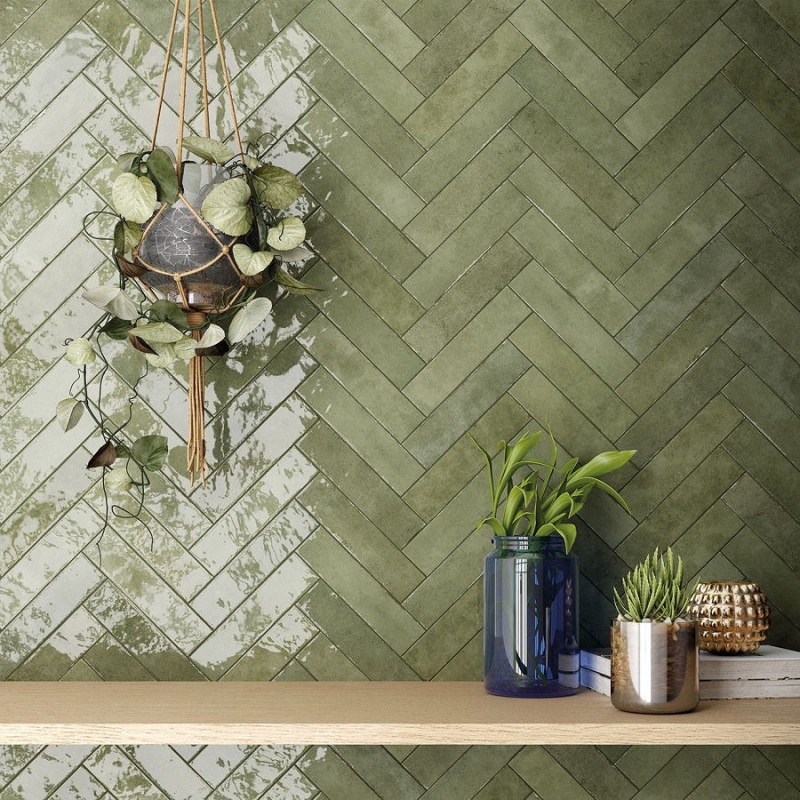 Zellige - carrelage imitation zellige 6x24.6 cm sage green