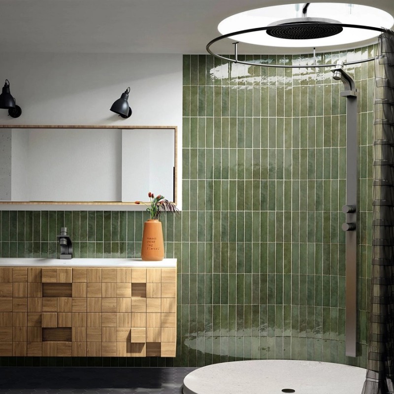 Zellige - carrelage imitation zellige 6x24.6 cm sage green