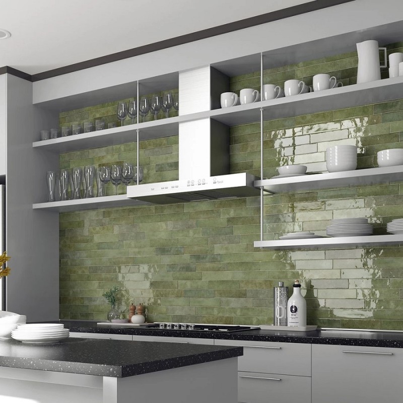 Zellige - carrelage imitation zellige 6x24.6 cm sage green