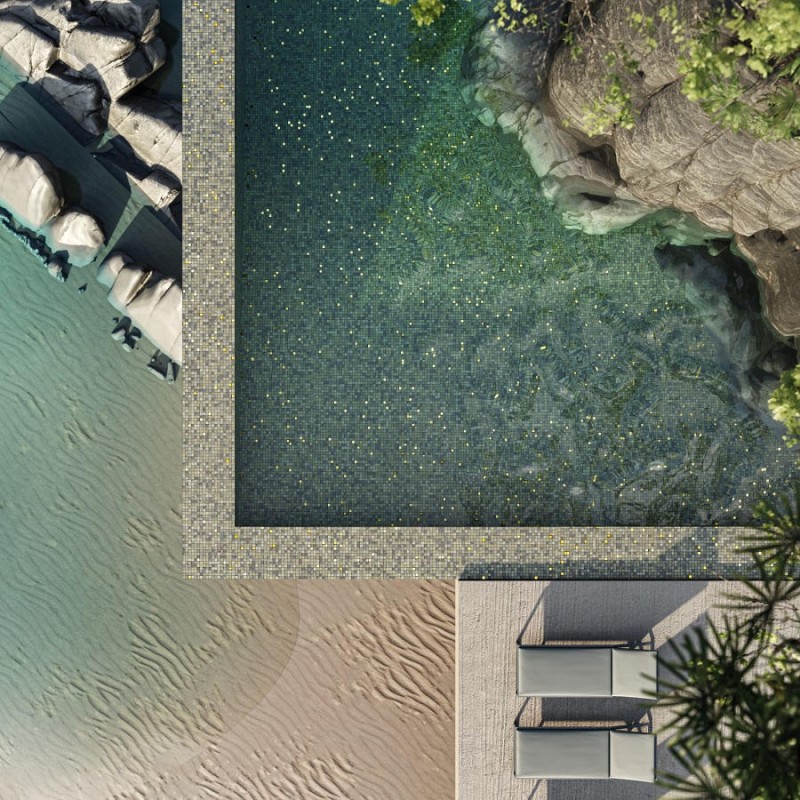 Mosaïque en OR - Emaux de Verre Ezarri BALI STONE GOLD