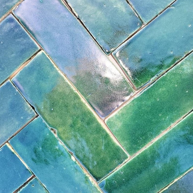 Zellige - Véritable BEJMAT artisanal marocain 4.5 x 14.5 cm VERT