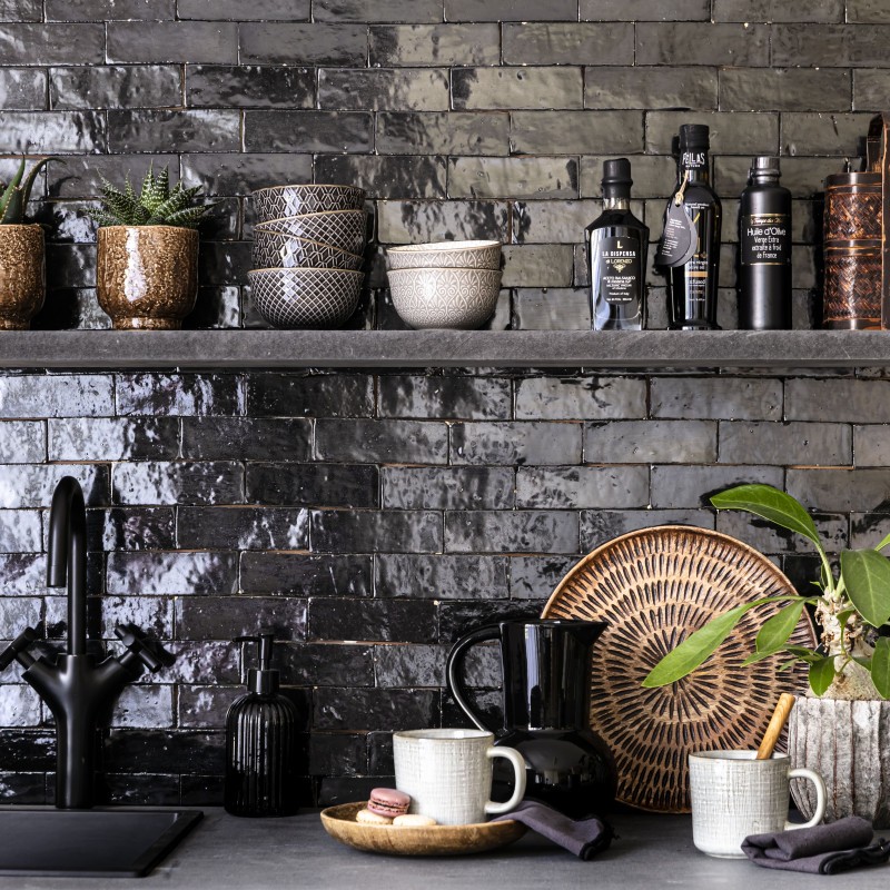 Zellige - Véritable BEJMAT artisanal marocain 4.5 x 14.5 cm NOIR