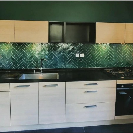 Zellige - Véritable BEJMAT artisanal marocain 4.5 x 14.5 cm VERT