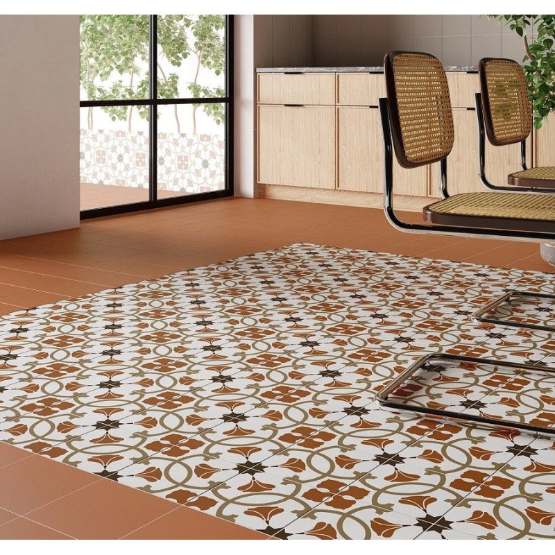 Carreaux ciment - Carrelage TERRE 20X20cm effet carreaux ciment