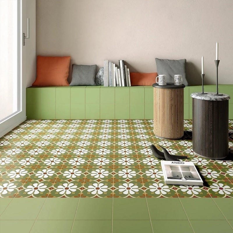 Carreaux ciment - Carrelage GREEN 20X20cm effet carreaux ciment
