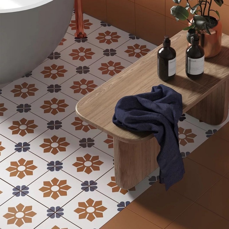 Carreaux ciment - Carrelage FIORE 20X20cm effet carreaux ciment