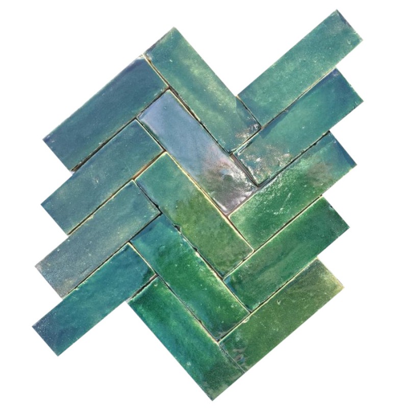Zellige - Véritable BEJMAT artisanal marocain 4.5 x 14.5 cm VERT