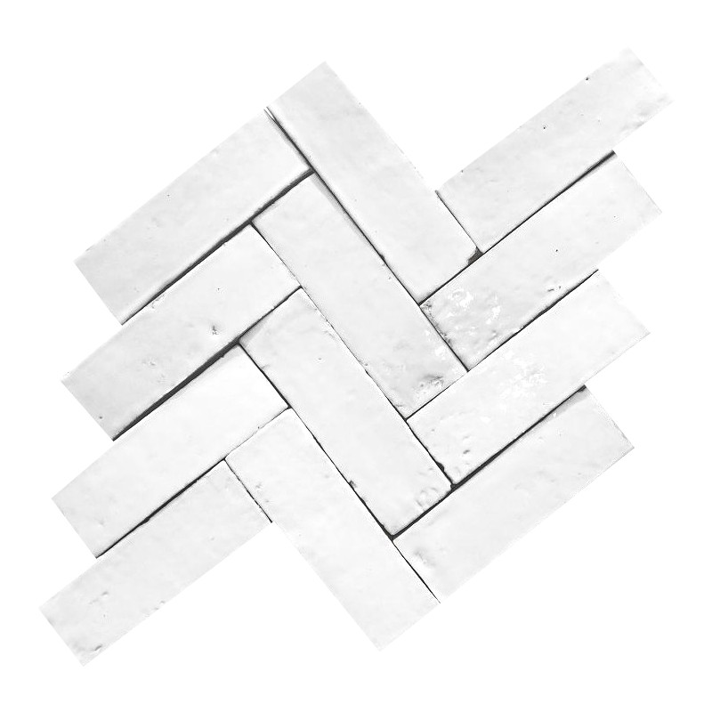 Zellige - Véritable BEJMAT artisanal marocain 4.5 x 14.5 cm BLANC