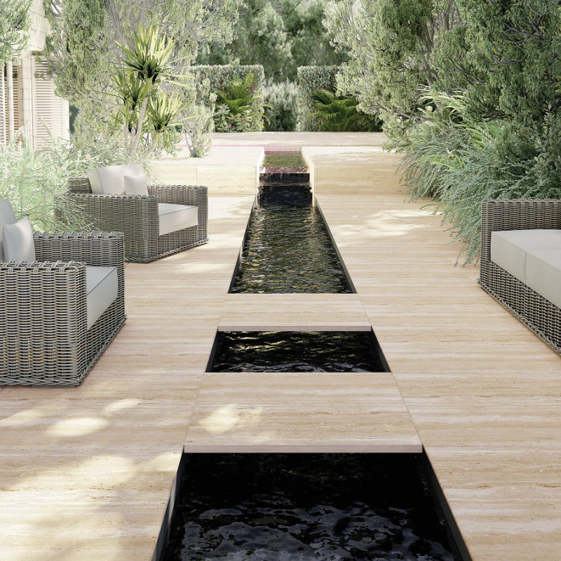 Dalle sur plots terrasse - Dalle sur plot 60.5x60.5x1.8 cm TRAVERTINO rectifié