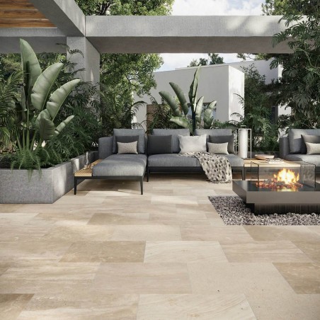 Effet pierre - carrelage cluny 44x66 cm imitation travertin antidérapant R11