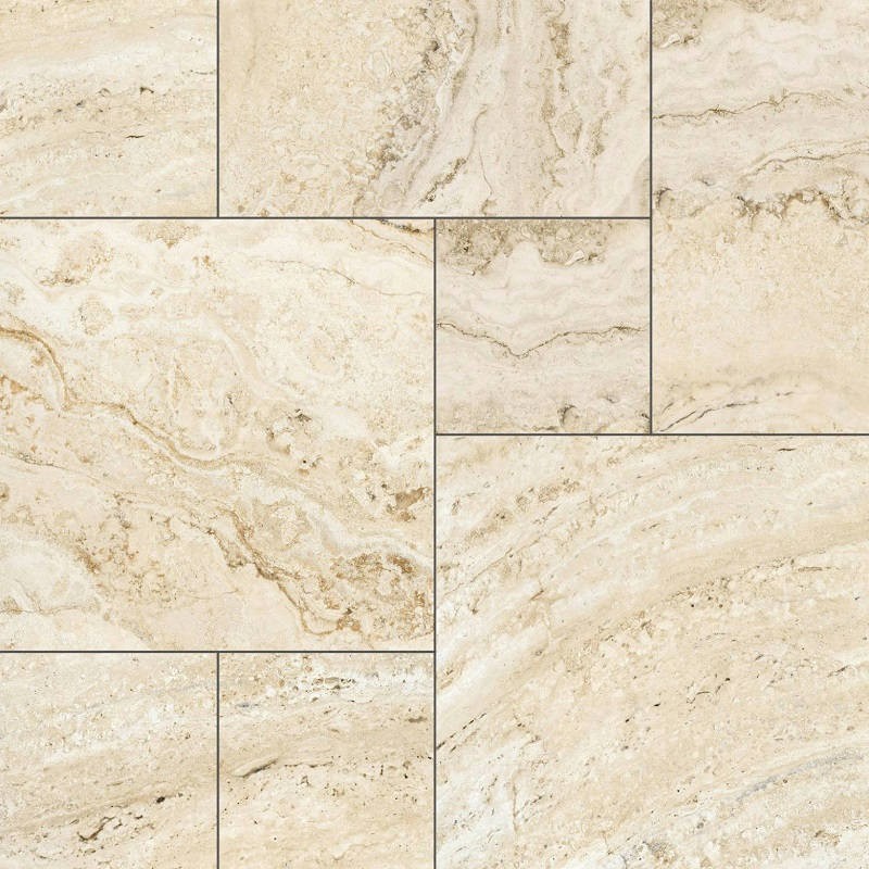 Effet pierre - carrelage imitation travertin SIENA BEIGE multiformat antidérapant R10