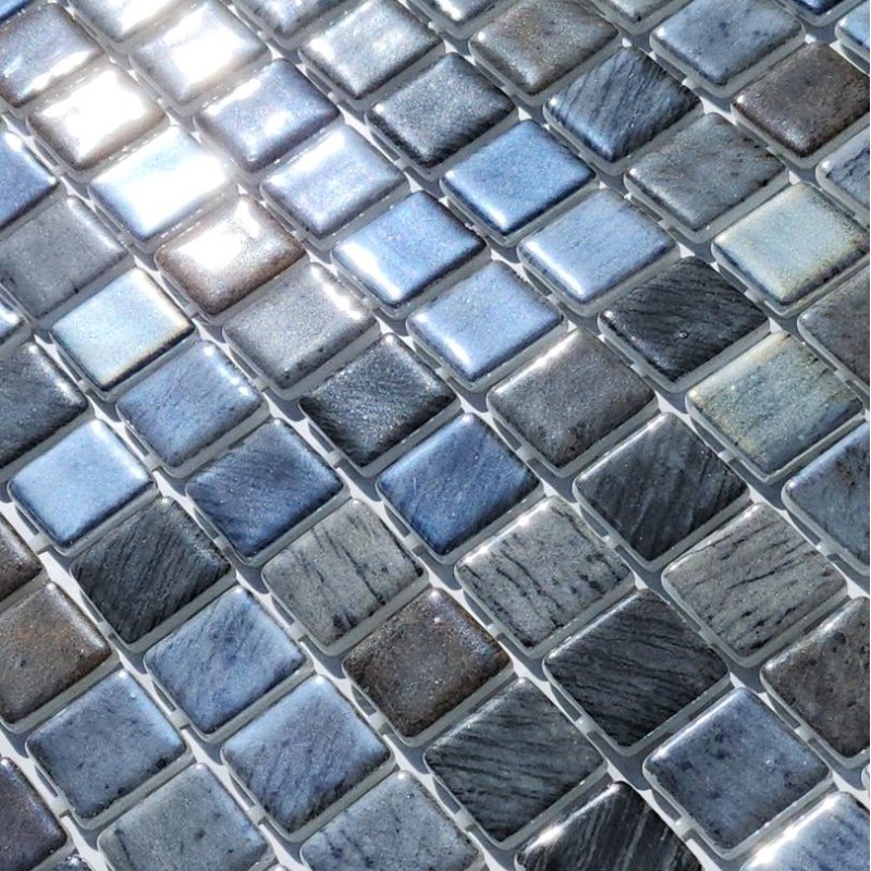 Émaux de verre 2,5 x 2,5 cm - Emaux de Verre REVIGLASS METAL SILVER DREAM imitation pierre effet métallique