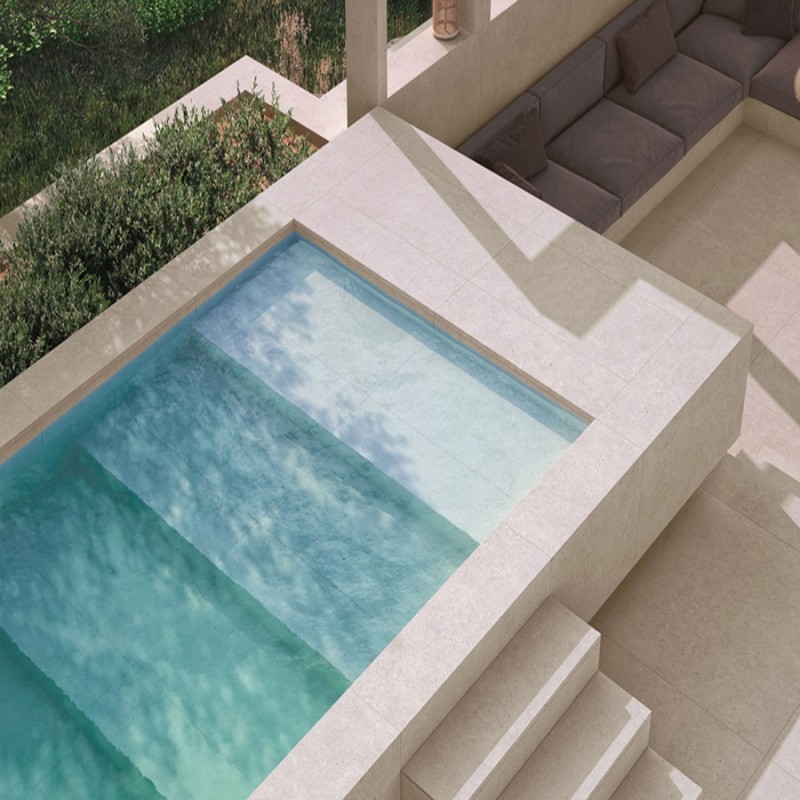 Effet béton - carrelage terrasse SOMPORT SAND 120x120 cm effet béton antidérapant R11