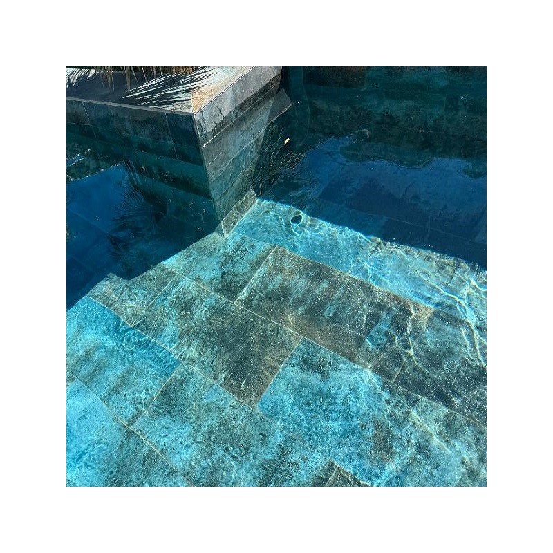 Carrelage - carrelage piscine ZAFIRO BLUE 30x60 rectifié effet métallique