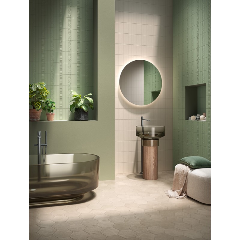 Zellige - carrelage DUST SAGE DECOR 5x20 cm LIGNE ou CHEVRON