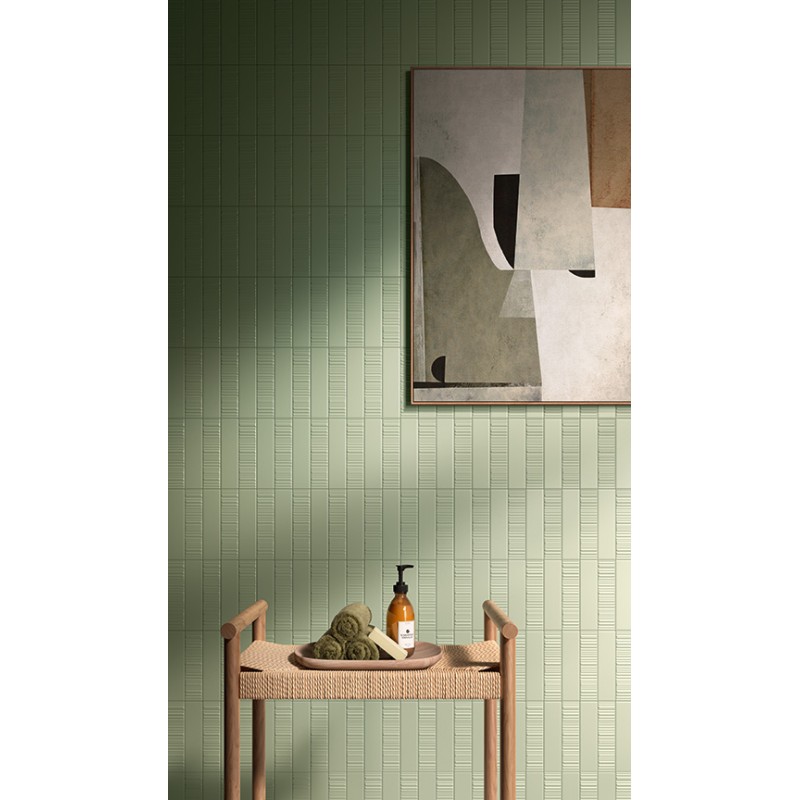 Zellige - carrelage DUST SAGE DECOR 5x20 cm LIGNE ou CHEVRON