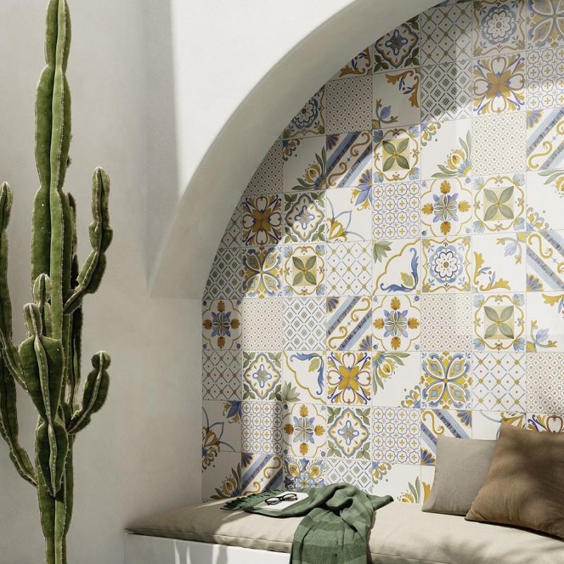 Carreaux ciment - CARRELAGE AZULEJO 20.3 X 20.3 CM MARECHIARO MIX