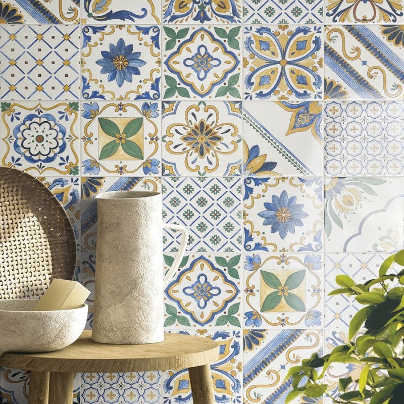 Carreaux ciment - CARRELAGE AZULEJO 20.3 X 20.3 CM MARECHIARO MIX