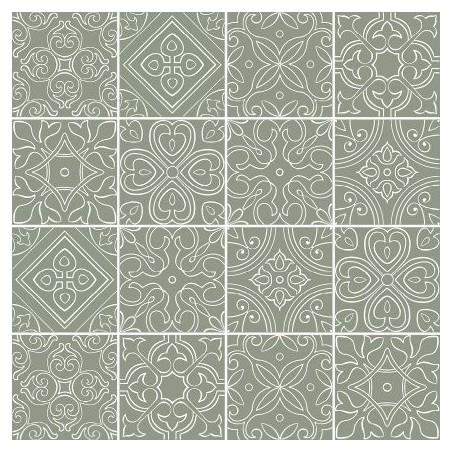 Echantillon - echantillon carrelage effet carreaux ciment 20 x 20 cm MIX GREEN