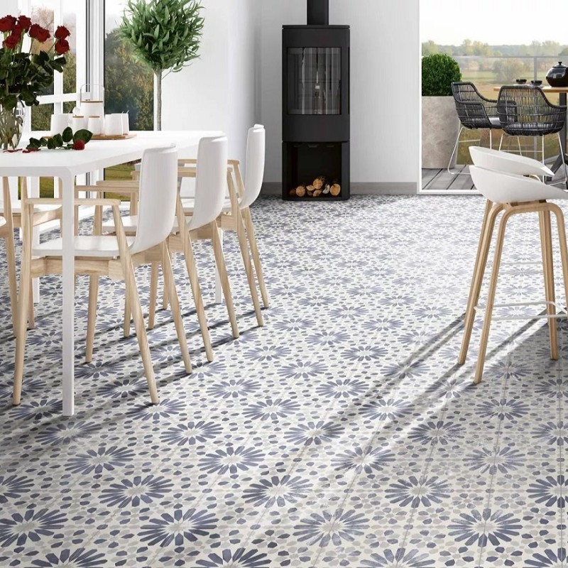 Carreaux ciment - carrelage imitation carreau ciment 44x44 cm casablanca blue