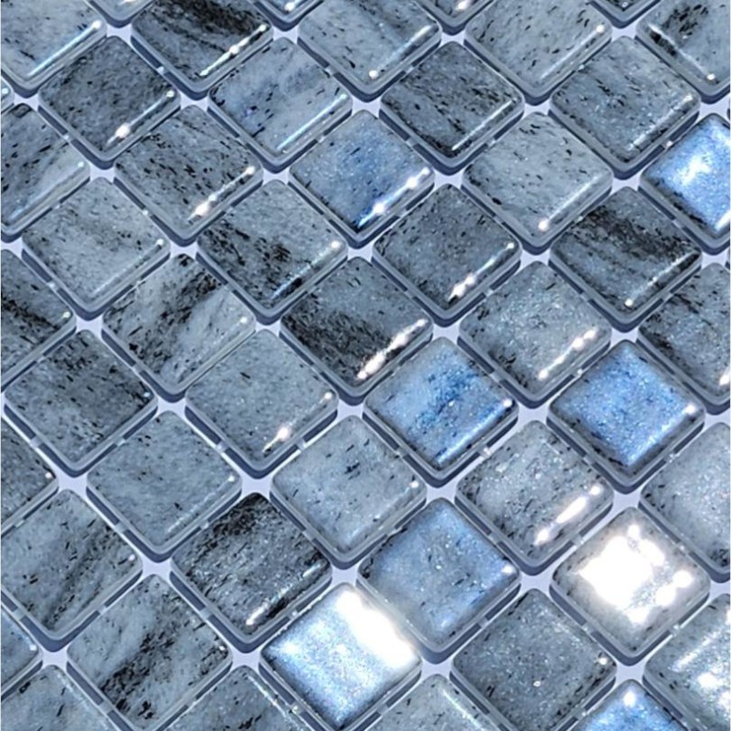 Émaux de verre 2,5 x 2,5 cm - Emaux de Verre REVIGLASS METAL RIVER SHINE imitation pierre effet métallique