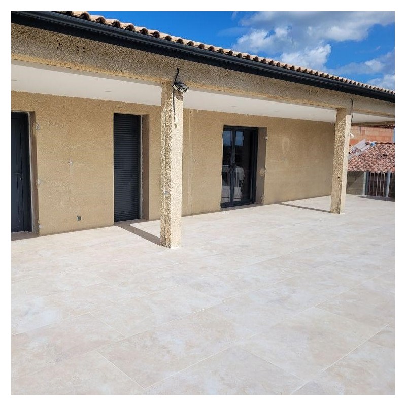 Effet pierre - Carrelage izmir 60x120 cm effet travertin antidérapant r11