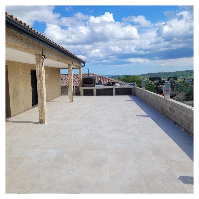 Effet pierre - Carrelage izmir 60x120 cm effet travertin antidérapant r11