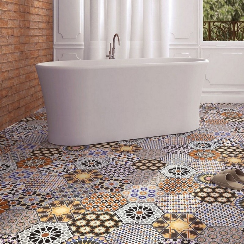 Echantillon - echantillon Tomette en carrelage effet ciment 33x28.5 cm MIX ANDALOU