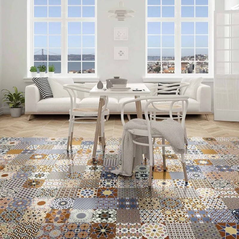 Carreaux ciment - carrelage imitation carreau ciment 44x44 cm casablanca COLOR