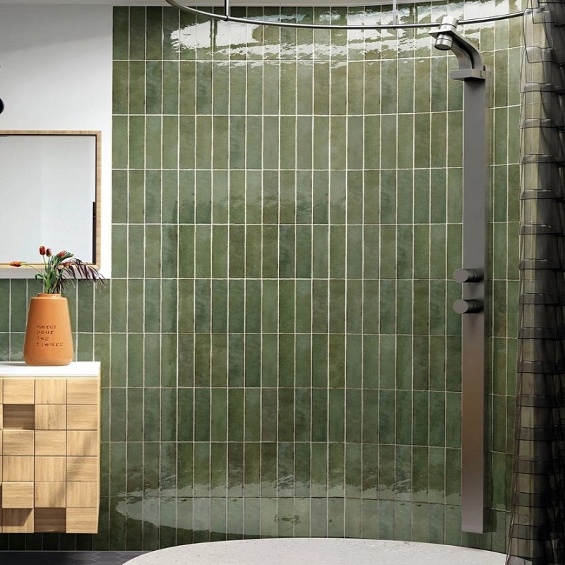 Zellige - carrelage imitation zellige 6x24.6 cm sage green