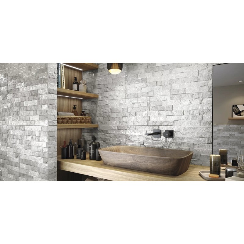 Plaquette de parement - carrelage parement RIOJA WHITE 31x56 cm effet métallique