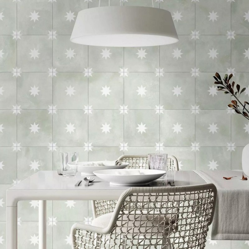 Carreaux ciment - carrelage imitation carreaux ciment 44x44 cm ETOILE SAGE