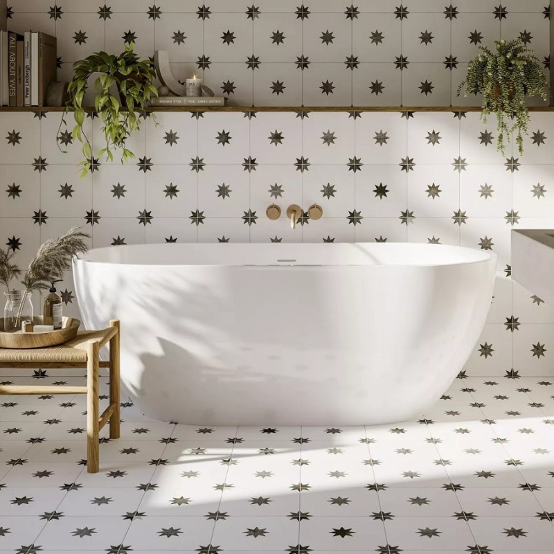 Carreaux ciment - carrelage imitation carreaux ciment 44x44 cm ETOILE WHITE