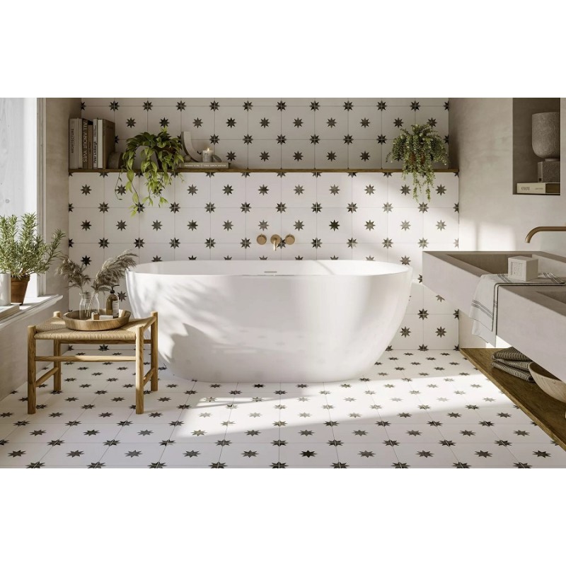 Carreaux ciment - carrelage imitation carreaux ciment 44x44 cm ETOILE WHITE