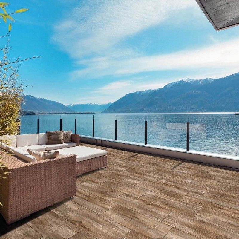 Dalle sur plots terrasse - Dalle sur plots WOOD BROWN 40x120x2 cm effet bois