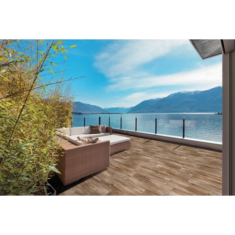 Dalle sur plots terrasse - Dalle sur plots WOOD BROWN 40x120x2 cm effet bois