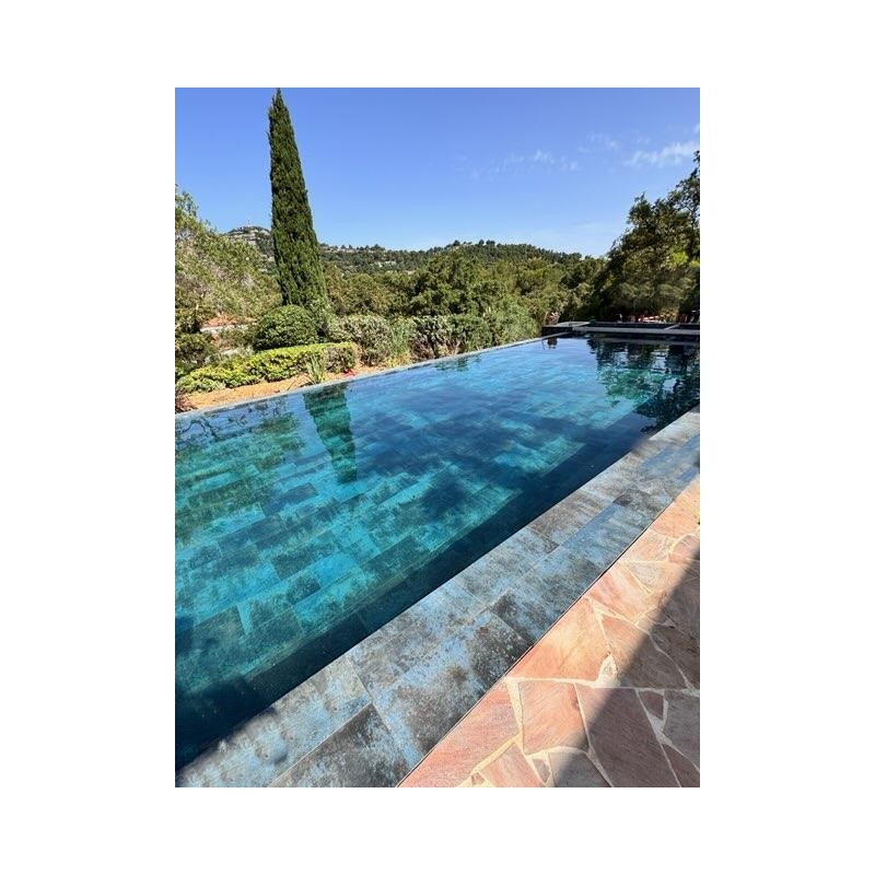Carrelage - carrelage piscine ZAFIRO BLUE 30x60 rectifié effet métallique