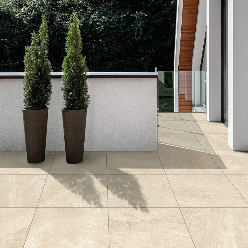 Dalle sur plots terrasse - DALLE SUR PLOTS QUANTUM CREAM 61x61 cm ANTIDERAPANTE RECTIFIE